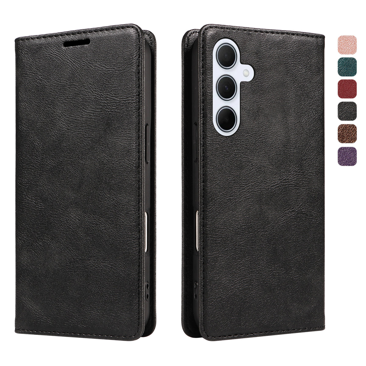 Til Samsung Galaxy A55 5G Pung Etui RFID Blokerende Kortpladser Stativ Magnetisk Lukning Læder Telefoncover