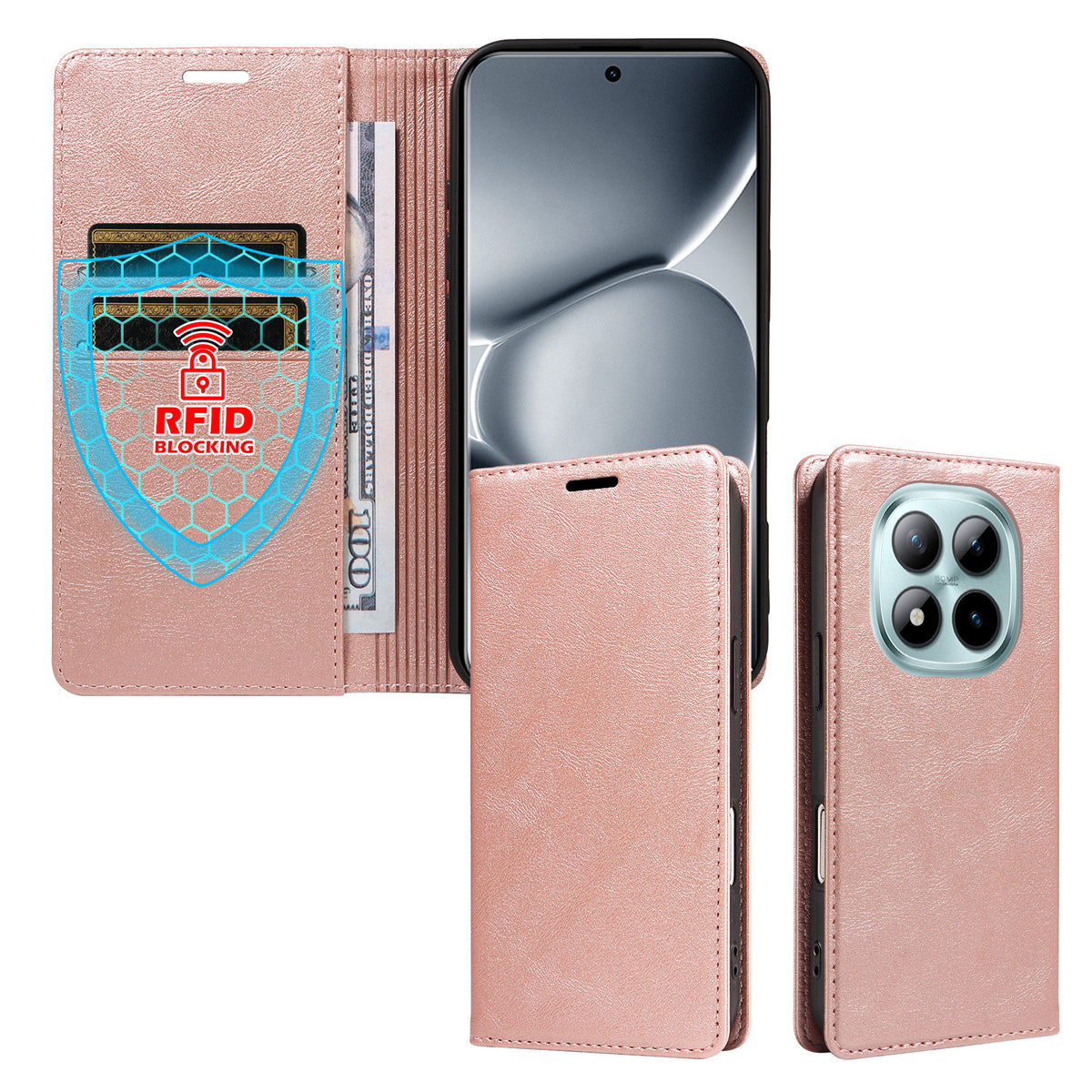 For Xiaomi Poco M8 Pro 5G / Xiaomi Redmi Note 15 Pro+ 5G (Global) Wallet Case RFID Blocking Card Slots Stand Magnetic Closure Leather Phone Cover
