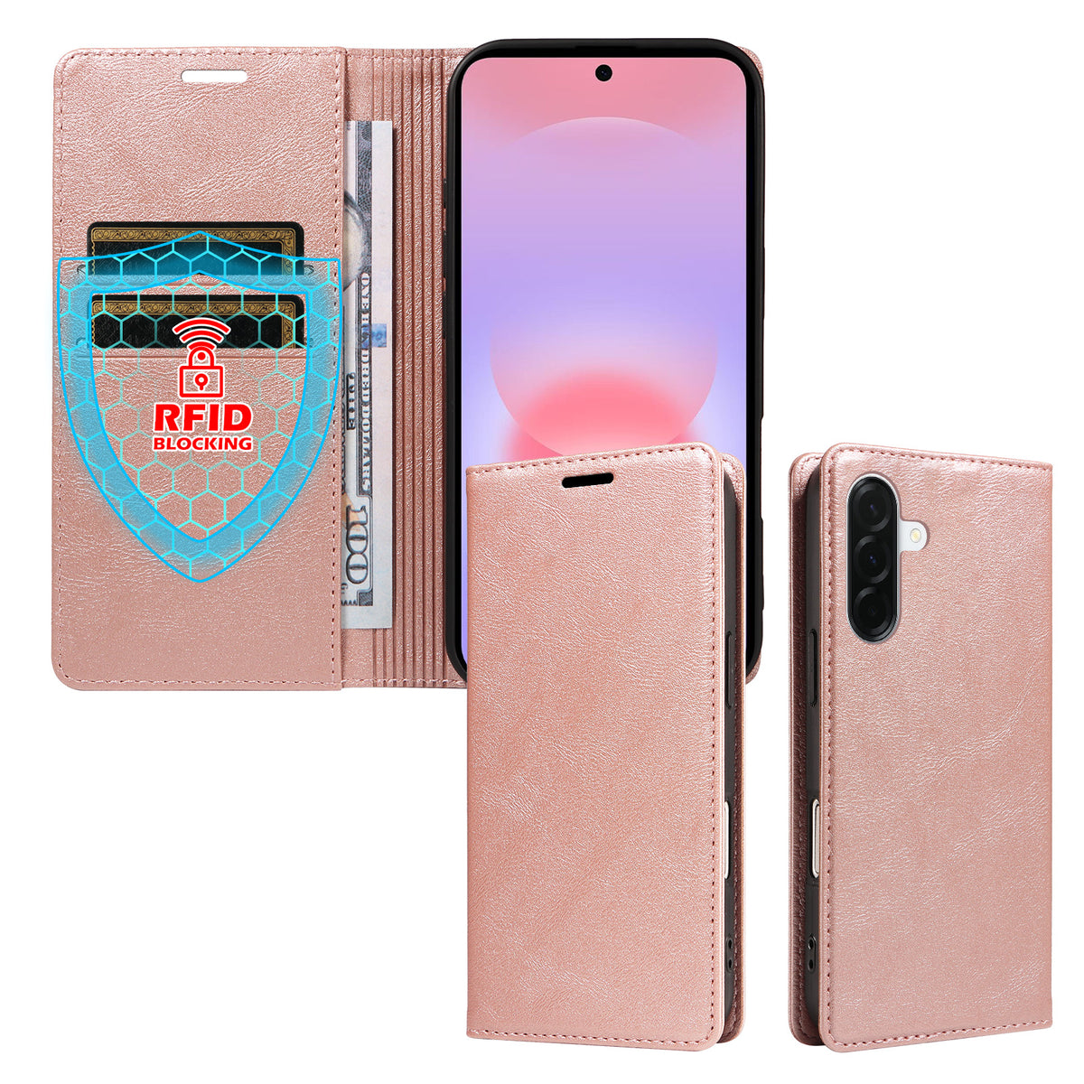 For Samsung Galaxy A37 5G Wallet Case RFID Blocking Card Slots Stand Magnetic Closure Leather Phone Cover