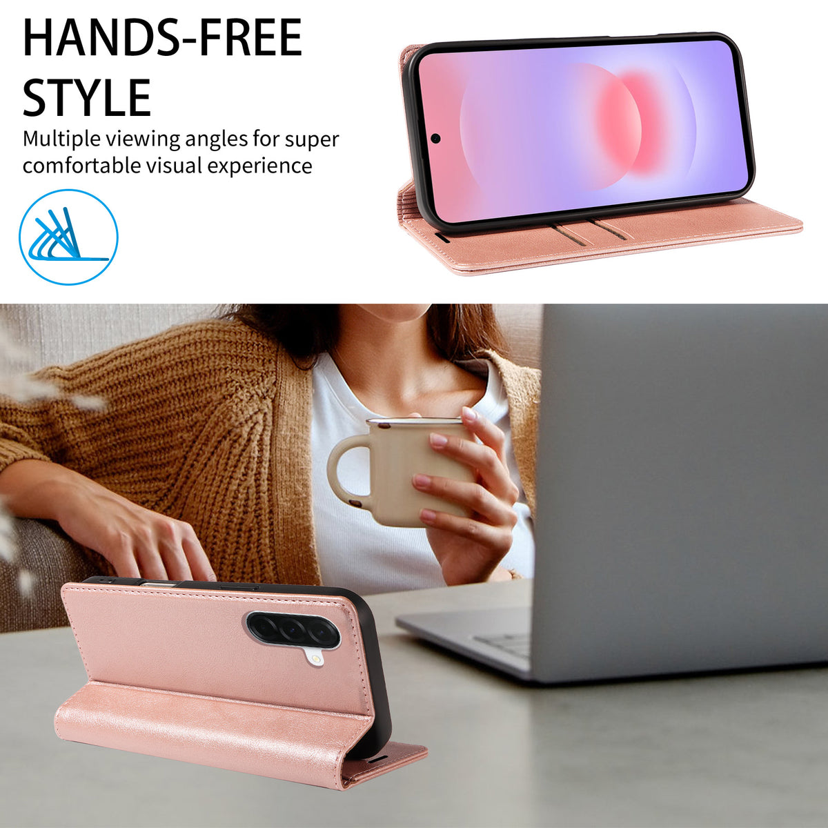 For Samsung Galaxy A37 5G Wallet Case RFID Blocking Card Slots Stand Magnetic Closure Leather Phone Cover
