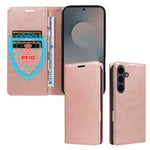 For Samsung Galaxy S25 FE Wallet Case RFID Blocking Card Slots Stand Magnetic Closure Leather Phone Cover