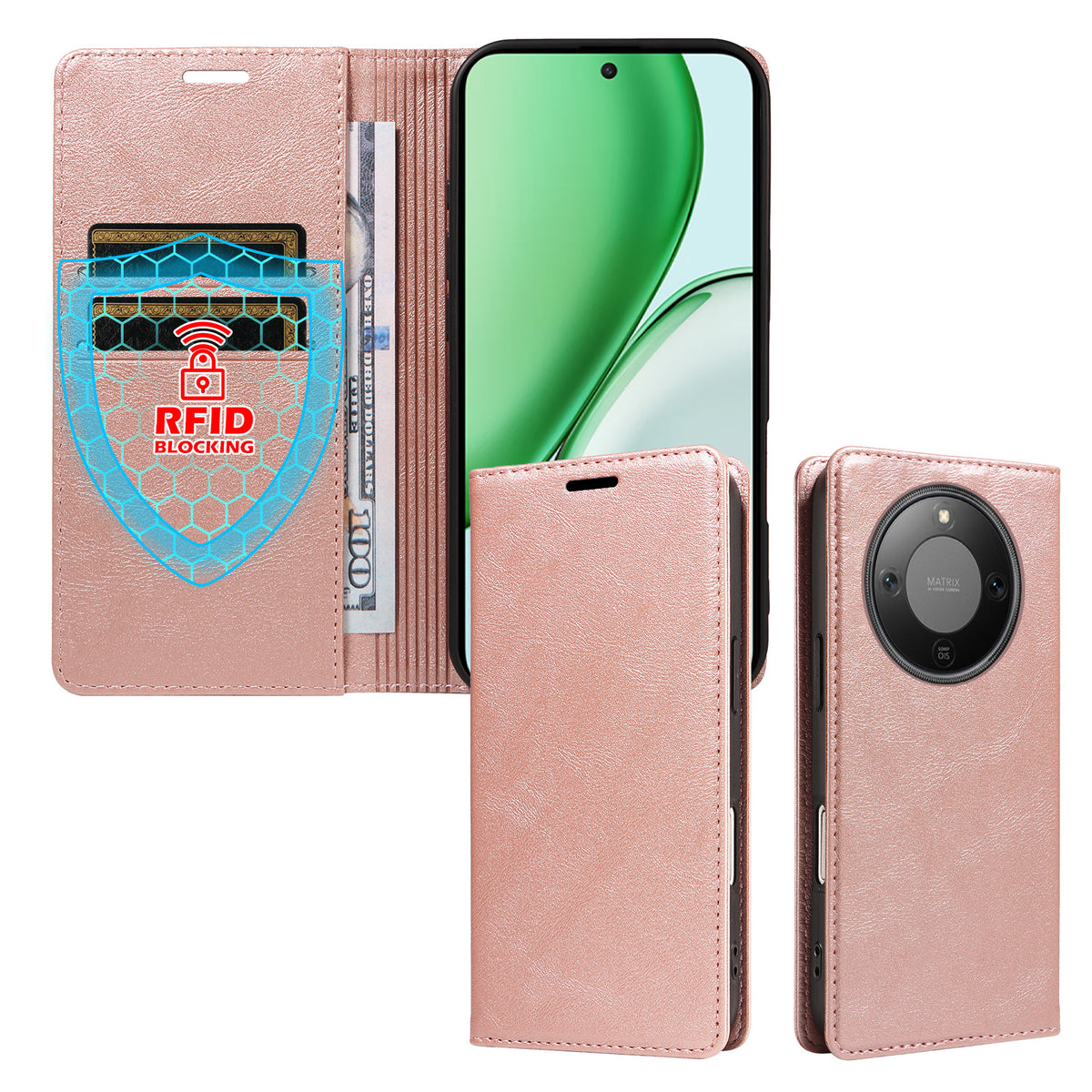 For Honor X70 5G / Honor Magic8 Lite 5G / Honor X9d 5G Wallet Case RFID Blocking Card Slots Stand Magnetic Closure Leather Phone Cover
