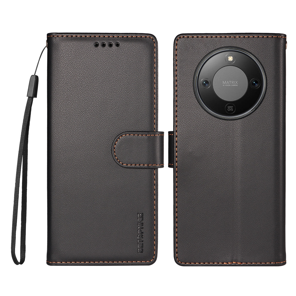 BETOPNICE for Honor X9d 5G / Honor Magic8 Lite 5G / Honor X70 5G 006 Case RFID Blocking Wallet Stand Leather Phone Cover with Wrist Strap
