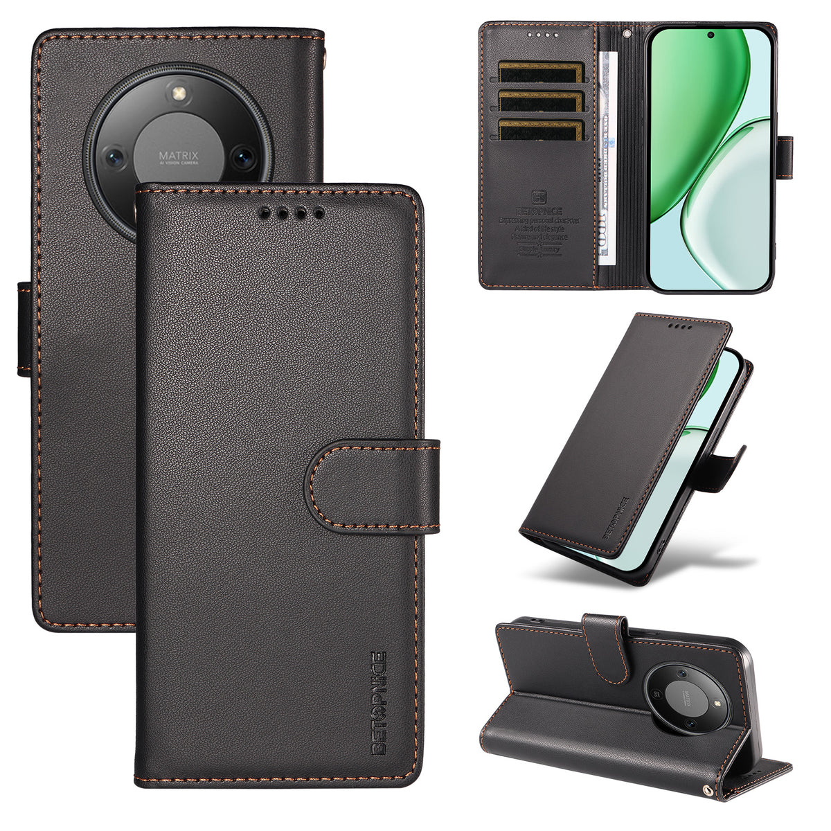 BETOPNICE for Honor X9d 5G / Honor Magic8 Lite 5G / Honor X70 5G 006 Case RFID Blocking Wallet Stand Leather Phone Cover with Wrist Strap