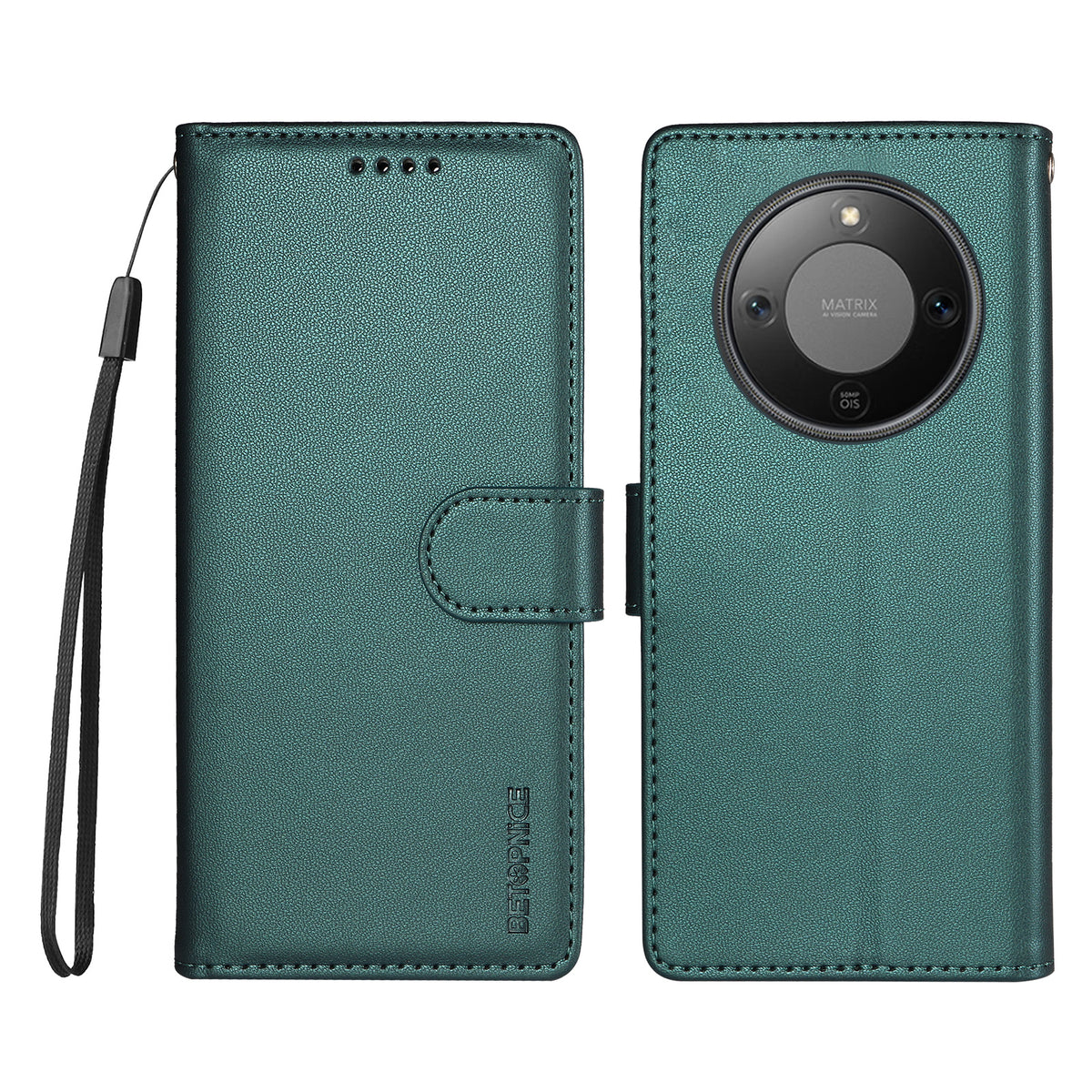 BETOPNICE for Honor X9d 5G / Honor Magic8 Lite 5G / Honor X70 5G 006 Case RFID Blocking Wallet Stand Leather Phone Cover with Wrist Strap