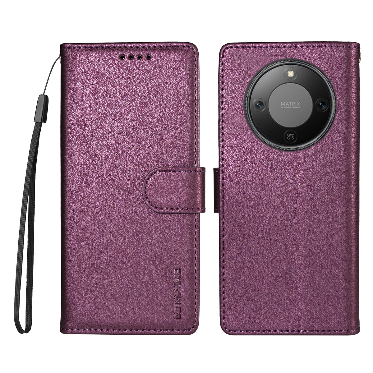 BETOPNICE for Honor X9d 5G / Honor Magic8 Lite 5G / Honor X70 5G 006 Case RFID Blocking Wallet Stand Leather Phone Cover with Wrist Strap