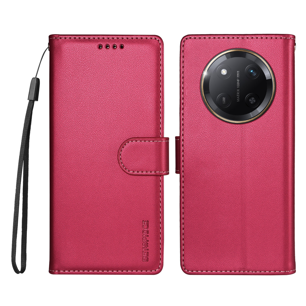 BETOPNICE for Honor Magic7 Lite 5G / Honor X9c 5G / Honor X60 Pro 5G 006 Case RFID Blocking Wallet Stand Leather Phone Cover with Wrist Strap