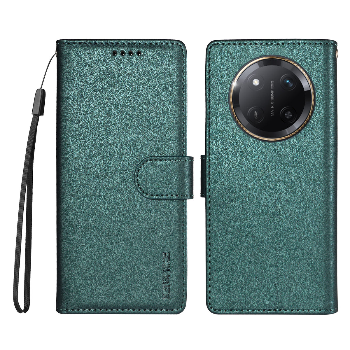 BETOPNICE for Honor Magic7 Lite 5G / Honor X9c 5G / Honor X60 Pro 5G 006 Case RFID Blocking Wallet Stand Leather Phone Cover with Wrist Strap