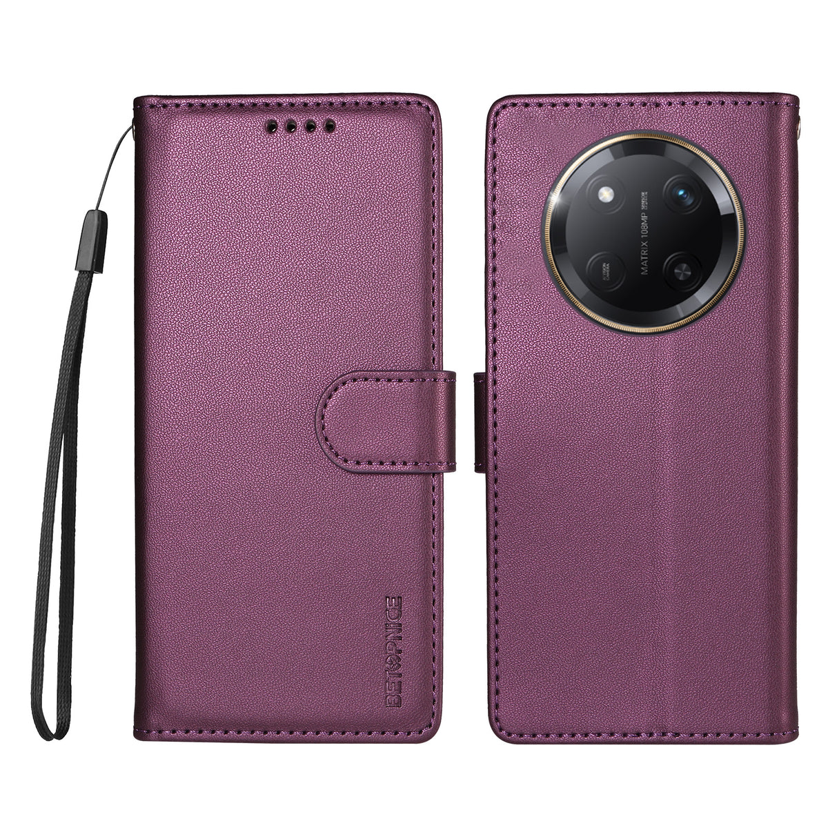 BETOPNICE for Honor Magic7 Lite 5G / Honor X9c 5G / Honor X60 Pro 5G 006 Case RFID Blocking Wallet Stand Leather Phone Cover with Wrist Strap