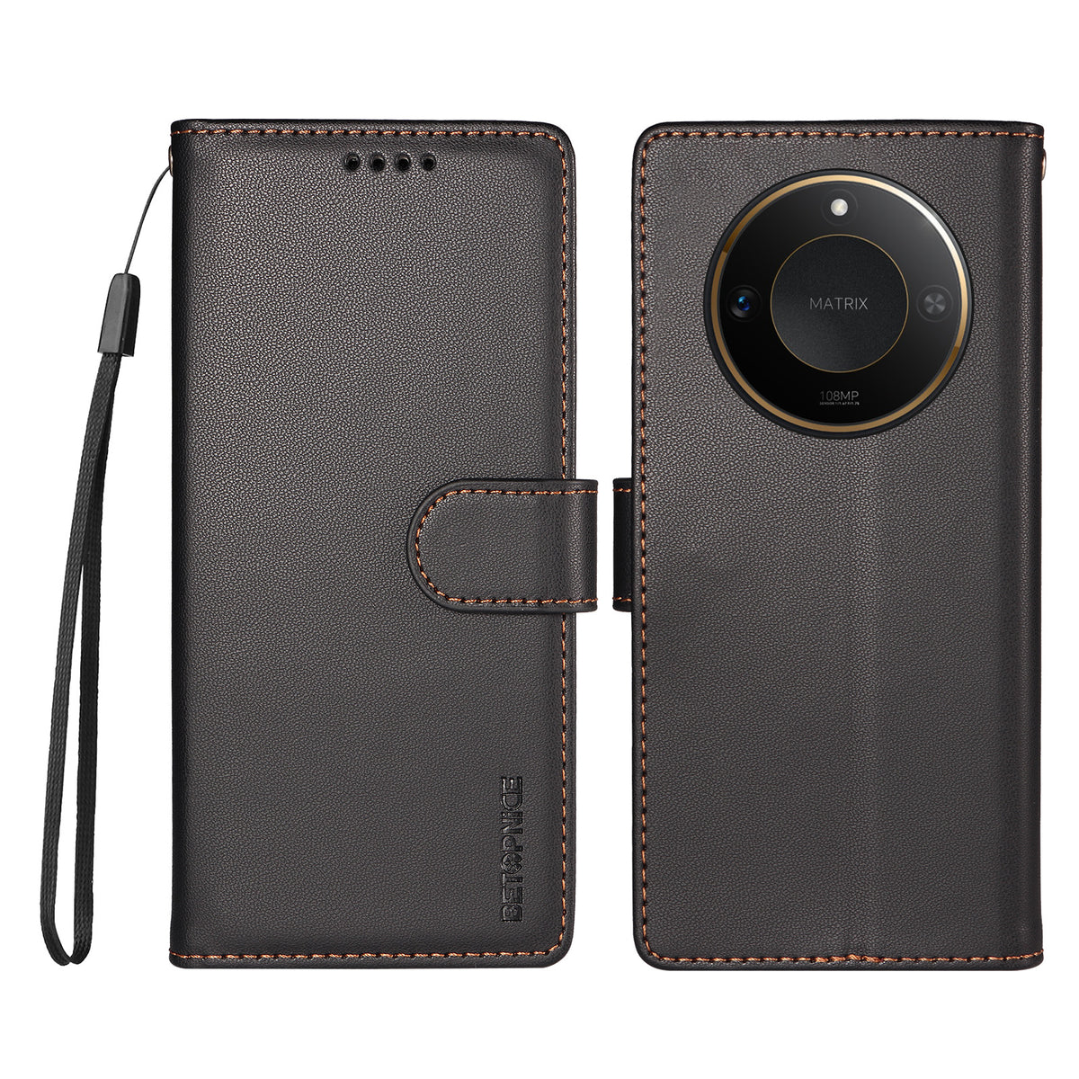BETOPNICE til Honor X9c Smart 5G / Honor X60 5G 006 Cover RFID Blokerende Pung Stand Læder Telefoncover med Håndrem
