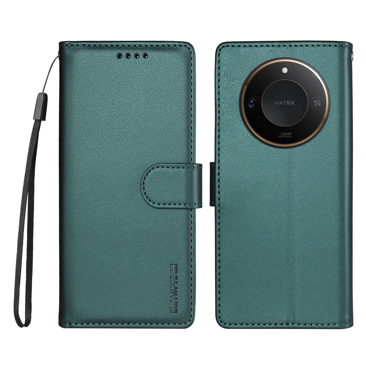 BETOPNICE for Honor X9c Smart 5G / Honor X60 5G 006 Case RFID Blocking Wallet Stand Leather Phone Cover with Wrist Strap