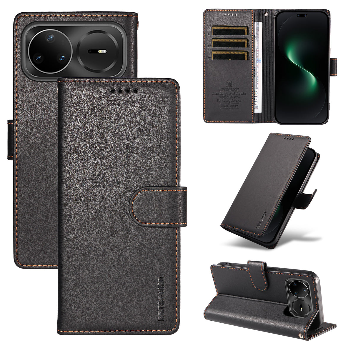 BETOPNICE for Huawei nova 15 Ultra 5G / Huawei nova 16 Pro 5G / Huawei nova 16 Ultra 5G / Huawei nova 15 Pro 5G 006 Case RFID Blocking Wallet Stand Leather Phone Cover with Wrist Strap