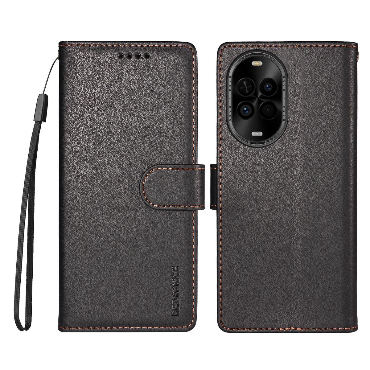 BETOPNICE for Huawei nova 14 Lite 5G / Huawei nova 14 5G / Huawei nova 15 5G 006 Case RFID Blocking Wallet Stand Leather Phone Cover with Wrist Strap