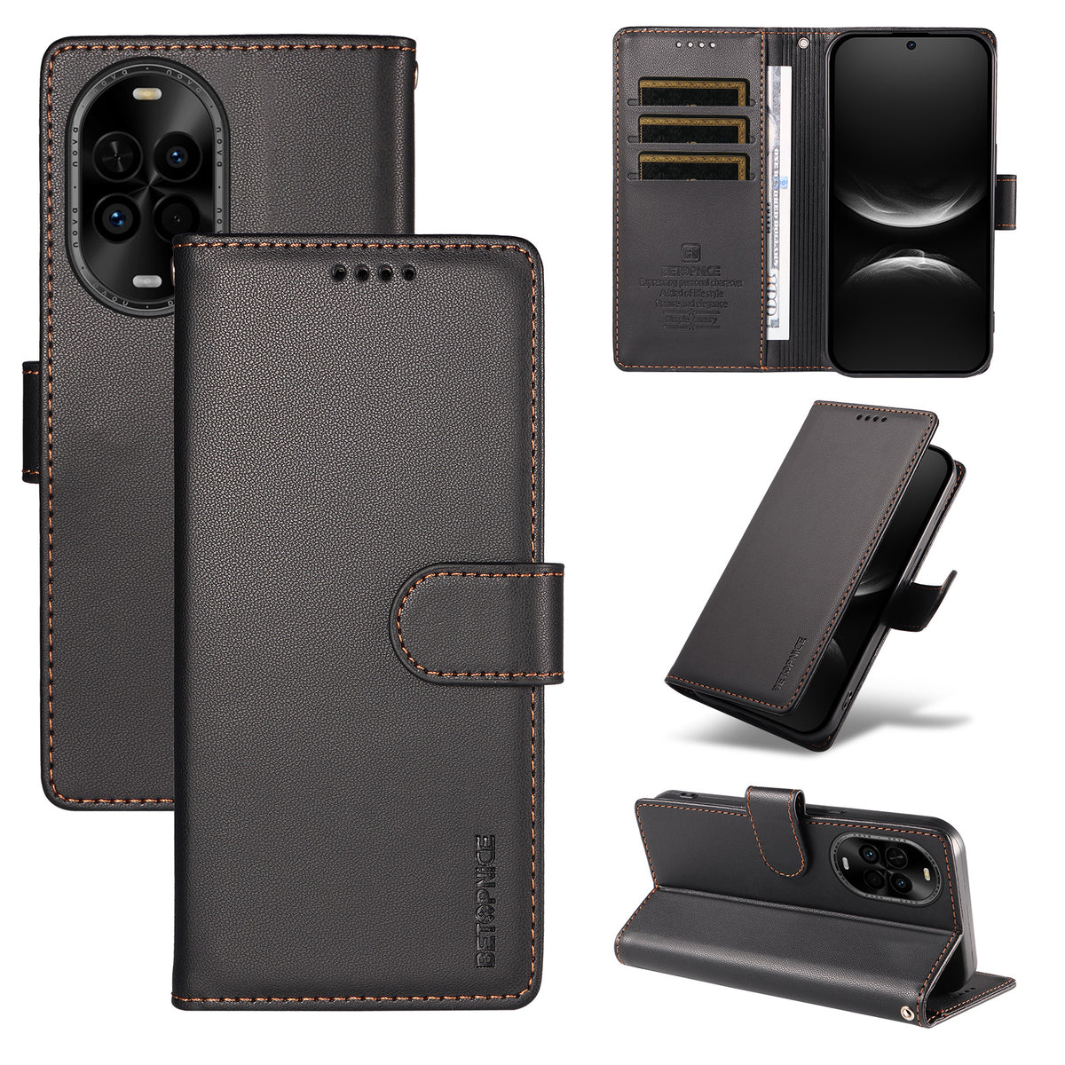 BETOPNICE for Huawei nova 14 Lite 5G / Huawei nova 14 5G / Huawei nova 15 5G 006 Case RFID Blocking Wallet Stand Leather Phone Cover with Wrist Strap