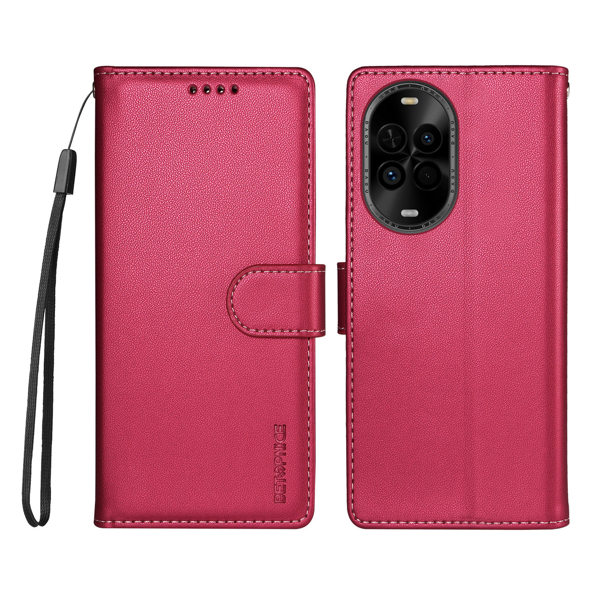 BETOPNICE for Huawei nova 14 Lite 5G / Huawei nova 14 5G / Huawei nova 15 5G 006 Case RFID Blocking Wallet Stand Leather Phone Cover with Wrist Strap