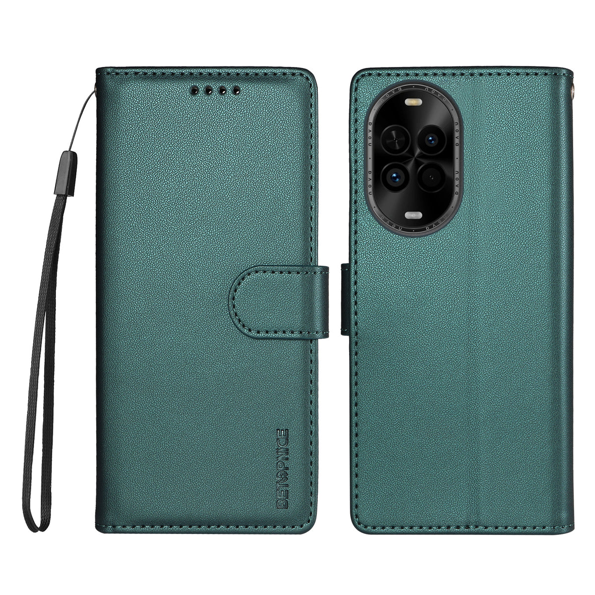 BETOPNICE for Huawei nova 14 Lite 5G / Huawei nova 14 5G / Huawei nova 15 5G 006 Case RFID Blocking Wallet Stand Leather Phone Cover with Wrist Strap