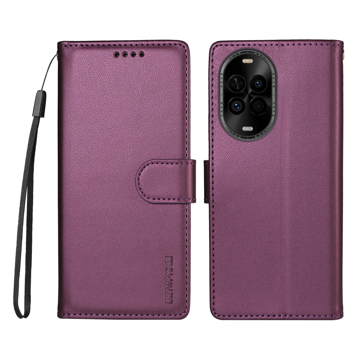 BETOPNICE for Huawei nova 14 Lite 5G / Huawei nova 14 5G / Huawei nova 15 5G 006 Case RFID Blocking Wallet Stand Leather Phone Cover with Wrist Strap