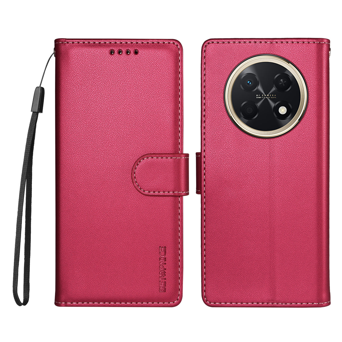BETOPNICE for Huawei nova 15 Max / Huawei Enjoy 90 Pro Max 006 Case RFID Blocking Wallet Stand Leather Phone Cover with Wrist Strap