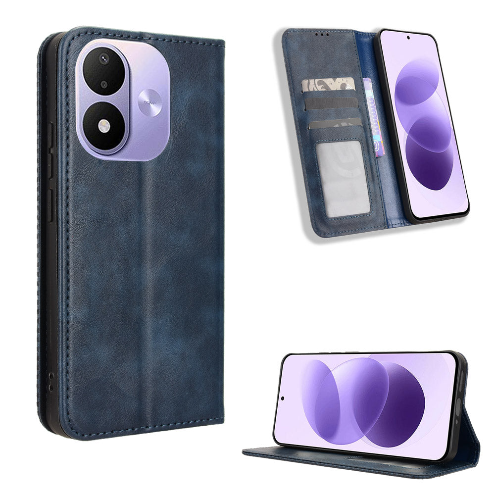 For Xiaomi Redmi Note 17 4G (Global) / Note 17 5G (Global) / Note 17 (India / China) 5G Leather Case Wallet Stand Retro Texture Phone Cover