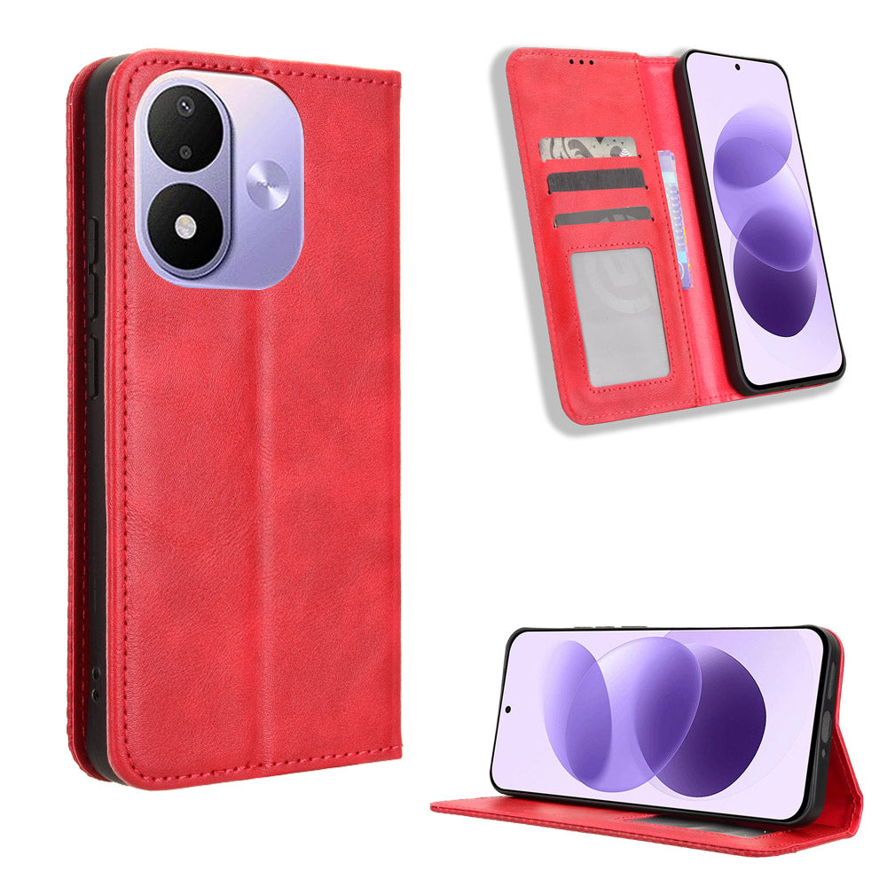 For Xiaomi Redmi Note 17 4G (Global) / Note 17 5G (Global) / Note 17 (India / China) 5G Leather Case Wallet Stand Retro Texture Phone Cover