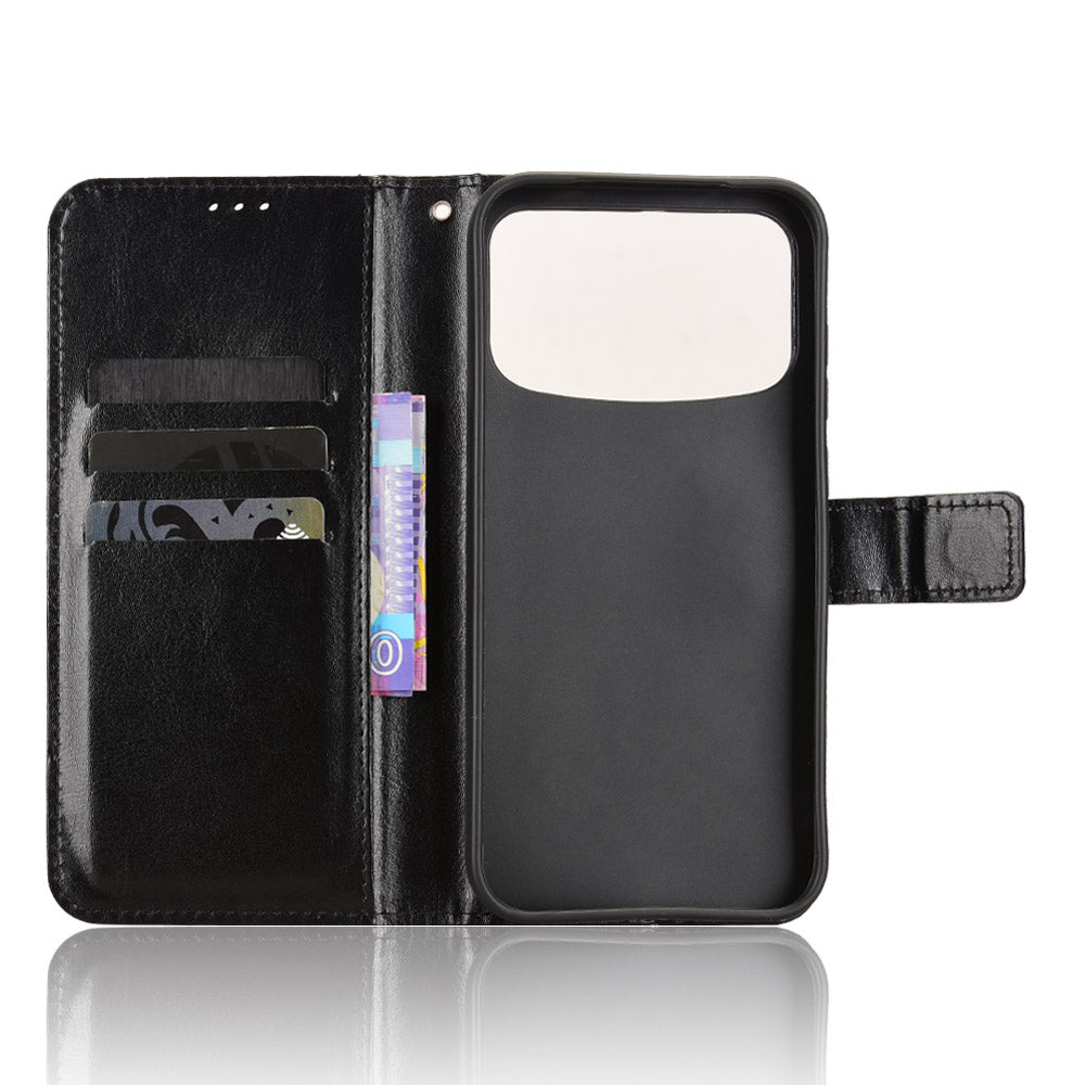 For Oppo A7 Pro Max 5G PU Leather Case with Strap Crazy Horse Texture Phone Wallet Cover