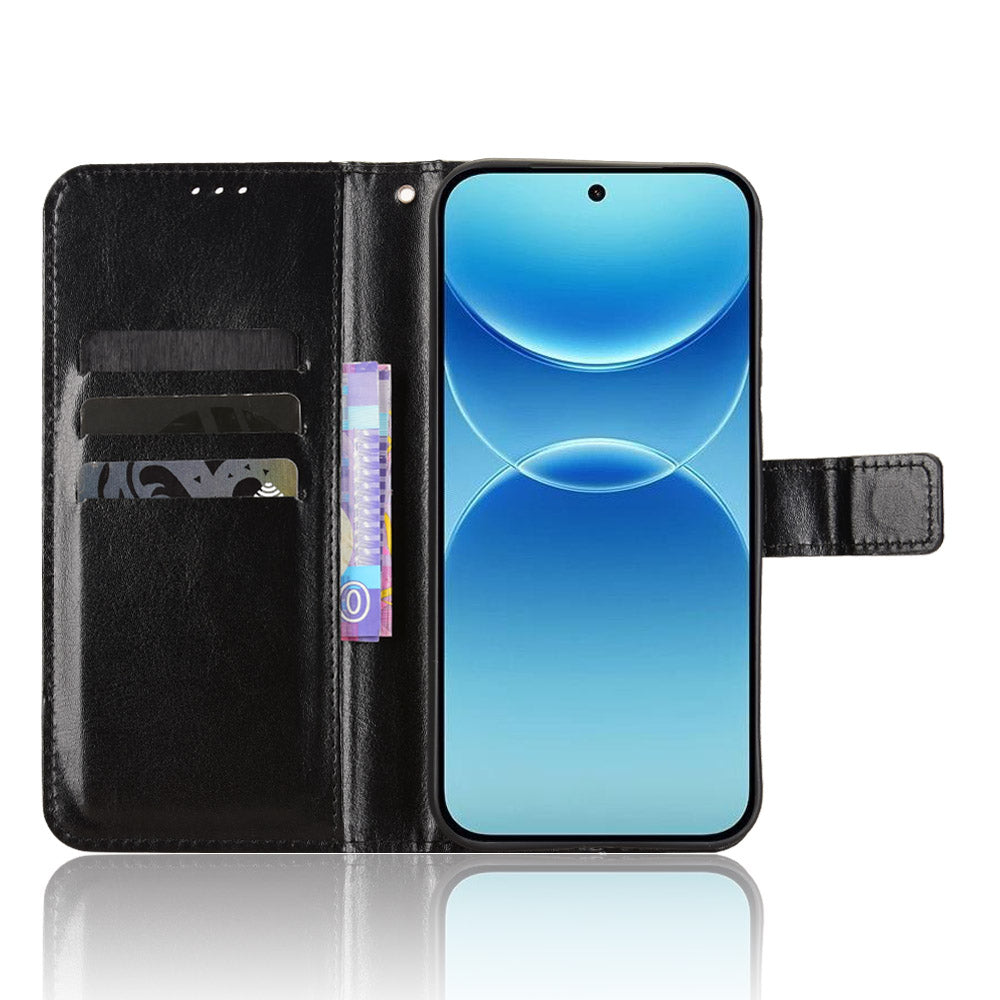For Oppo A7 Pro Max 5G PU Leather Case with Strap Crazy Horse Texture Phone Wallet Cover