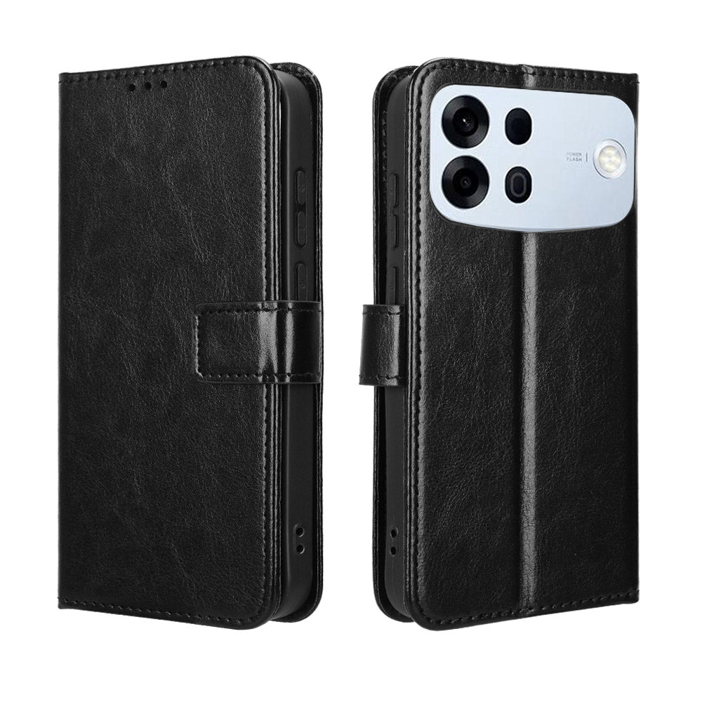 For Oppo A7 Pro Max 5G PU Leather Case with Strap Crazy Horse Texture Phone Wallet Cover