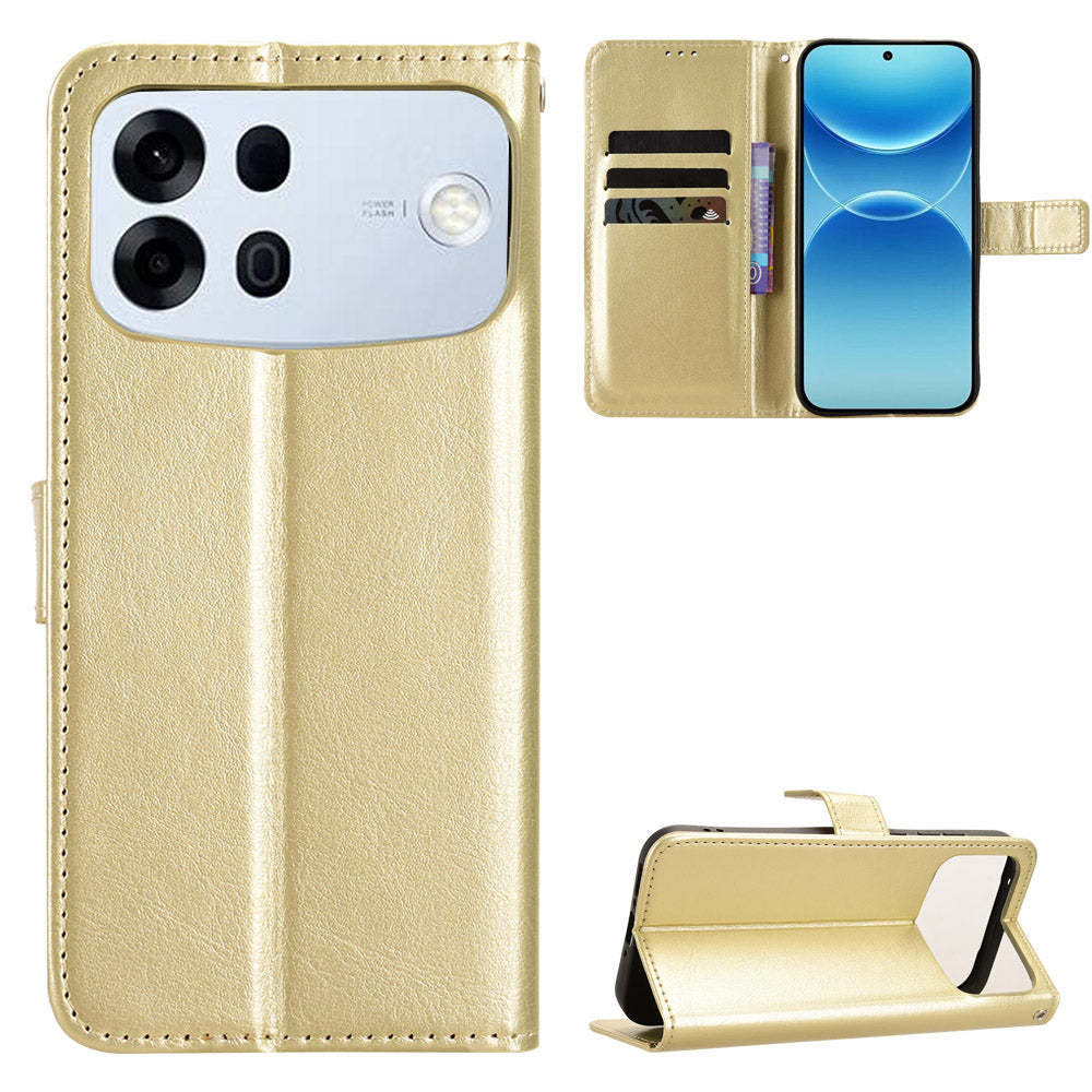 For Oppo A7 Pro Max 5G PU Leather Case with Strap Crazy Horse Texture Phone Wallet Cover