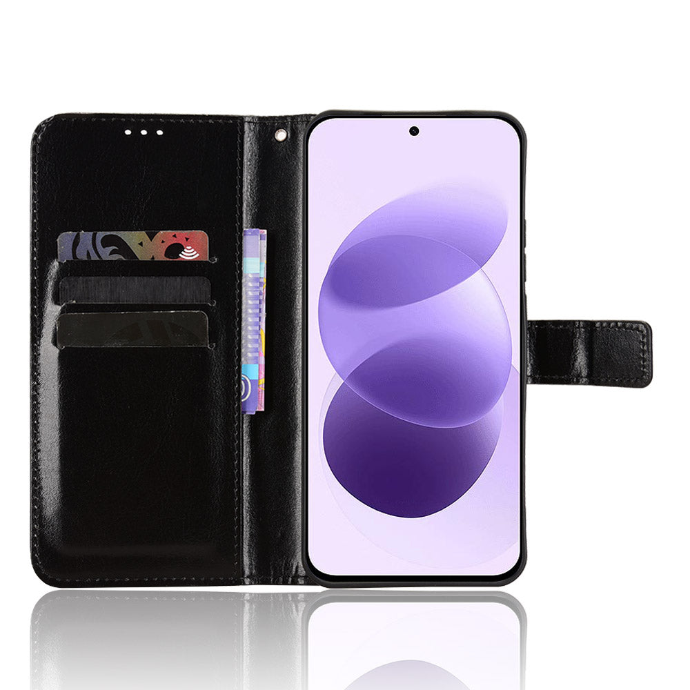 For Xiaomi Redmi Note 17 4G (Global) / Note 17 5G (Global) / Note 17 (India / China) 5G PU Leather Case with Strap Crazy Horse Texture Phone Wallet Cover