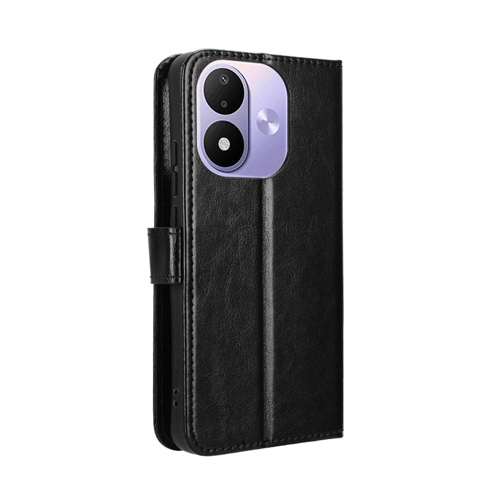 For Xiaomi Redmi Note 17 4G (Global) / Note 17 5G (Global) / Note 17 (India / China) 5G PU Leather Case with Strap Crazy Horse Texture Phone Wallet Cover
