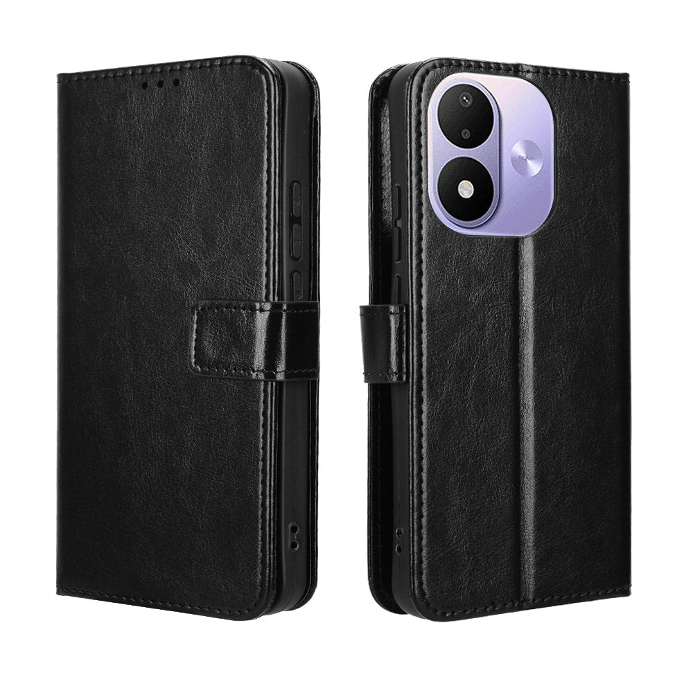 For Xiaomi Redmi Note 17 4G (Global) / Note 17 5G (Global) / Note 17 (India / China) 5G PU Leather Case with Strap Crazy Horse Texture Phone Wallet Cover