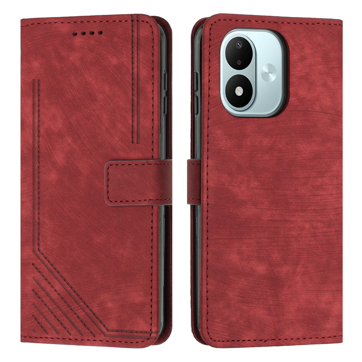 For Xiaomi Redmi Note 17 4G (Global) / Note 17 5G (Global) / Note 17 (India / China) 5G Stand Case Imprinted Lines Leather Phone Cover