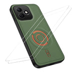 WANLONFENG til Honor X8d 4G KJB1 Series Magnetisk Cover med 2 stk. Hærdet Glas Skærmbeskyttelse Tech Fabric Tekstur PC+TPU Telefoncover