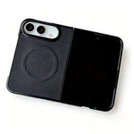 WANLONFENG for iPhone Fold TQ Series Magnetic Case Carbon Fiber Texture PC TPU Phone Cover (Big Lens Hole)
