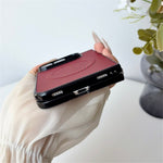 WANLONFENG for iPhone Fold TQ Series Magnetic Case Carbon Fiber Texture PC TPU Phone Cover (Big Lens Hole)