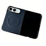 WANLONFENG for iPhone Fold TQ Series Magnetic Case Carbon Fiber Texture PC TPU Phone Cover (Big Lens Hole)