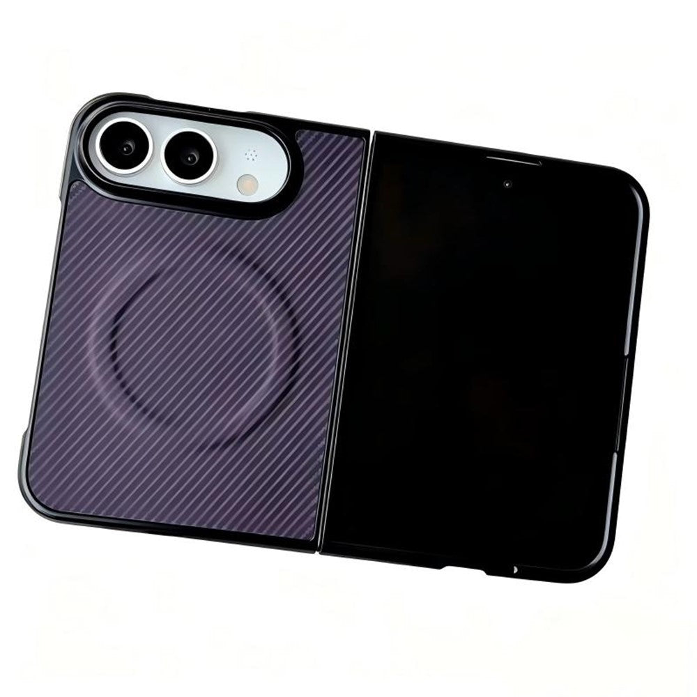 WANLONFENG for iPhone Fold TQ Series Magnetic Case Carbon Fiber Texture PC TPU Phone Cover (Big Lens Hole)