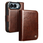 QIALINO For iPhone Fold Case Genuine Cow Leather Stand Wallet Phone Cover