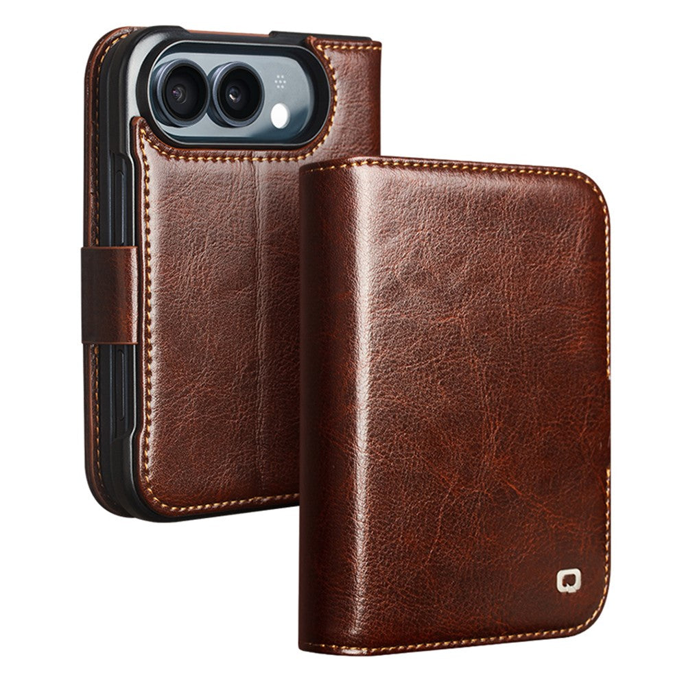 QIALINO For iPhone Fold Case Genuine Cow Leather Stand Wallet Phone Cover