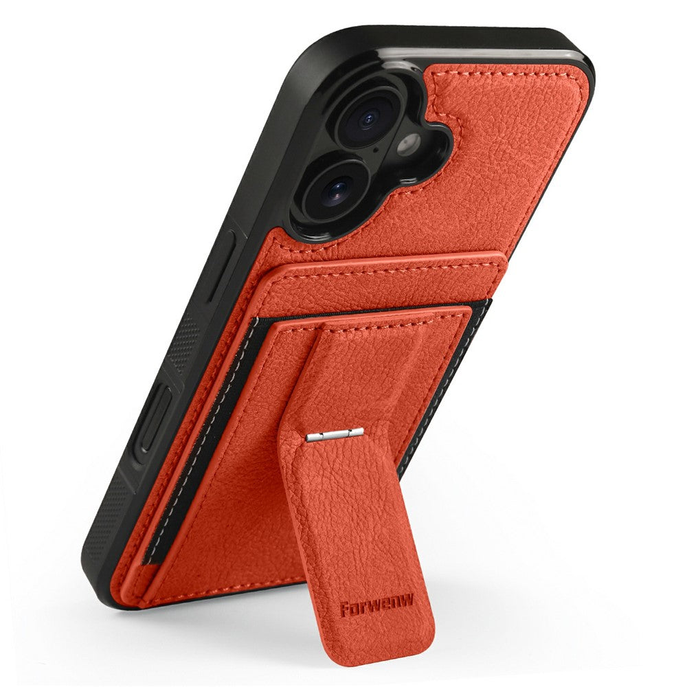 FORWENW F9 Series for iPhone 17 Case PU Leather + TPU RFID Blocking Card Holder Kickstand Phone Cover
