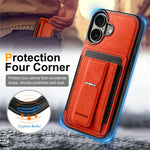 FORWENW F9 Series for iPhone 17 Case PU Leather + TPU RFID Blocking Card Holder Kickstand Phone Cover
