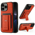 FORWENW F9 Series for iPhone 16 Pro Max Case PU Leather + TPU RFID Blocking Card Holder Kickstand Phone Cover