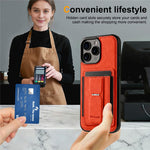 FORWENW F9 Series for iPhone 16 Pro Max Case PU Leather + TPU RFID Blocking Card Holder Kickstand Phone Cover