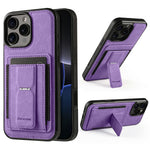 FORWENW F9 Series for iPhone 16 Pro Max Case PU Leather + TPU RFID Blocking Card Holder Kickstand Phone Cover
