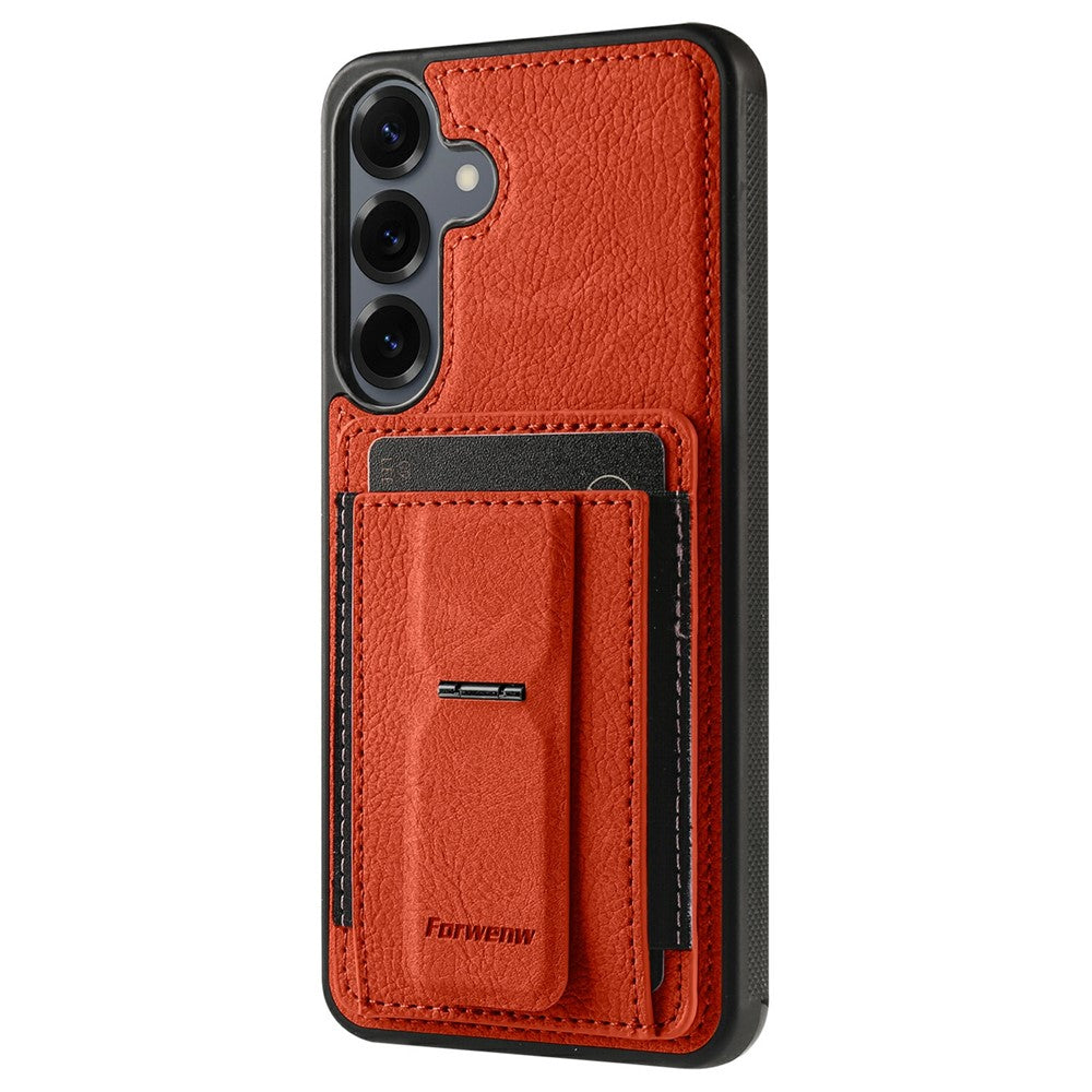 FORWENW F9-serie til Samsung Galaxy S24 FE-cover PU-læder + TPU RFID-blokerende kortholder støtteben telefoncover