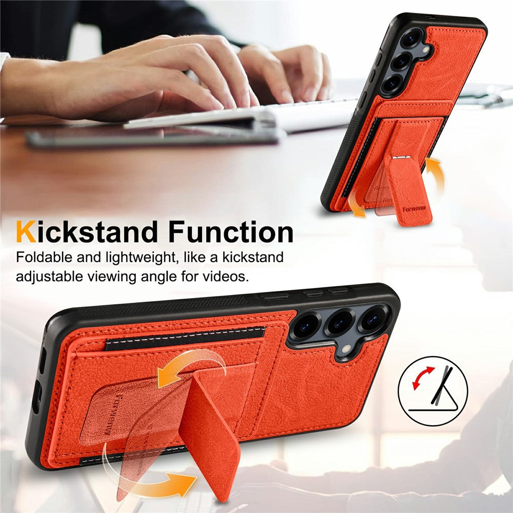 FORWENW F9-serie til Samsung Galaxy S24 FE-cover PU-læder + TPU RFID-blokerende kortholder støtteben telefoncover