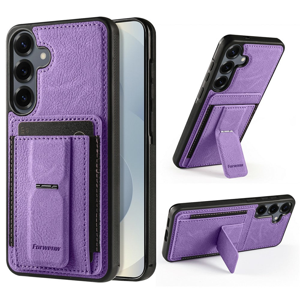 FORWENW F9-serie til Samsung Galaxy S24 FE-cover PU-læder + TPU RFID-blokerende kortholder støtteben telefoncover