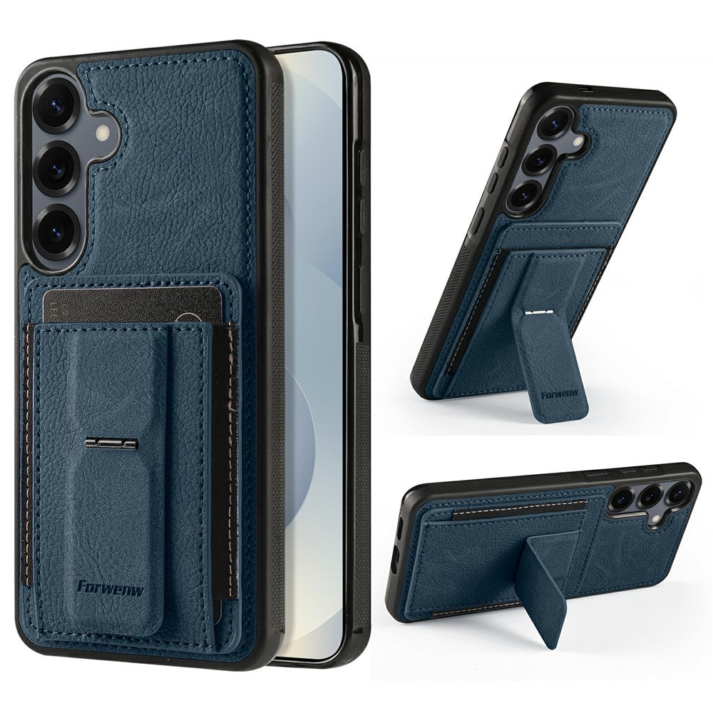 FORWENW F9-serie til Samsung Galaxy S24 FE-cover PU-læder + TPU RFID-blokerende kortholder støtteben telefoncover