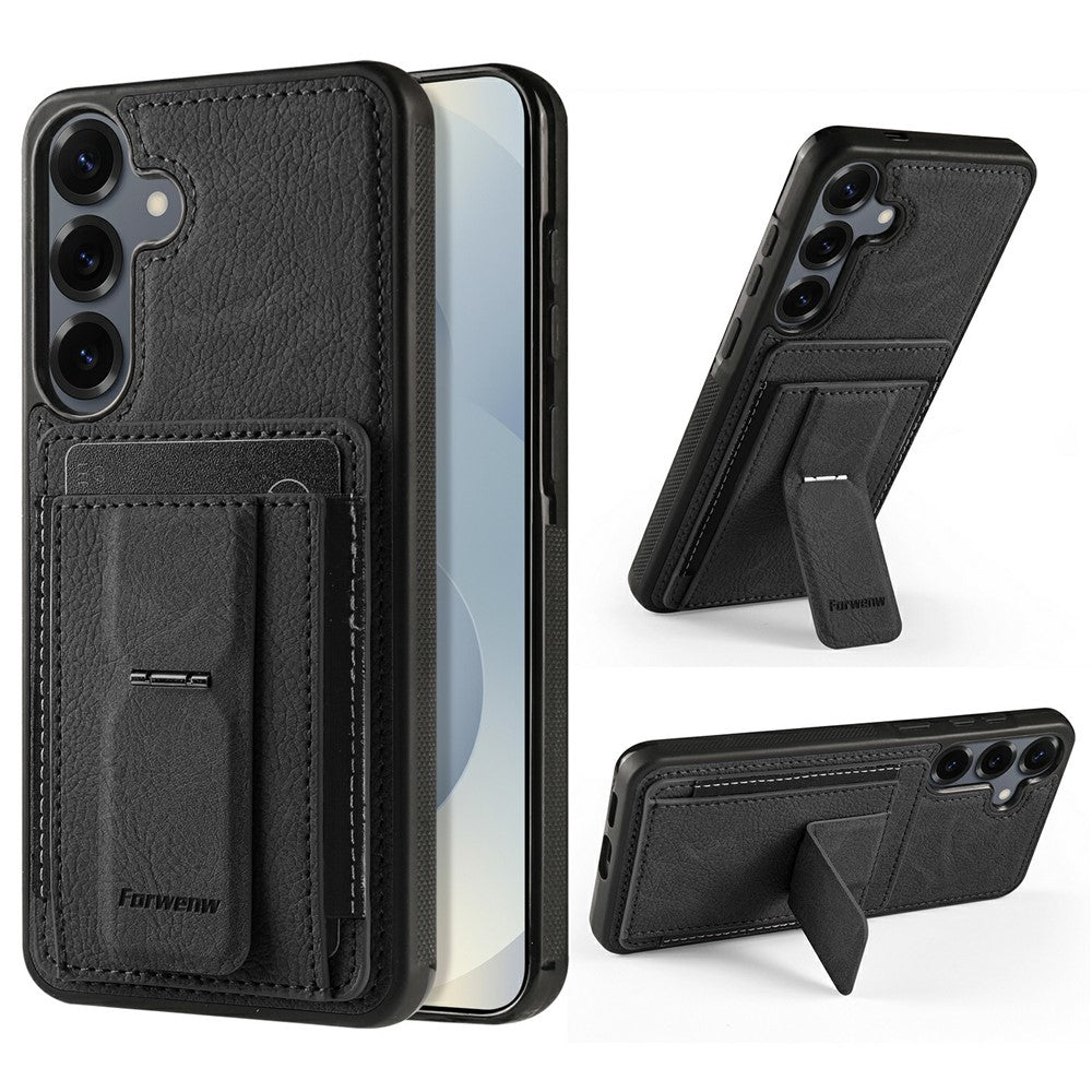 FORWENW F9-serie til Samsung Galaxy S24 FE-cover PU-læder + TPU RFID-blokerende kortholder støtteben telefoncover