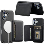 LC.IMEEKE L7 Series for iPhone 16 Magnetic Case Leather + TPU Phone Cover with Detachable Card Holder